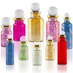 Egyptian Perfume bottles, Empty Glass Mini Mix Colors-Set of 10, Multi Color