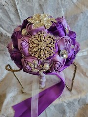 Jewled Light And Dark Purple Wedding Boquet Lots Of Detail.