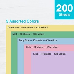 PrintWorks Easter Cardstock 8.5″ x 11″ – 200 Sheets – 5 Assorted Pastel Cards…