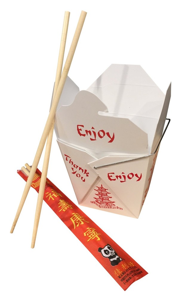 Combo – Pack of 25 Chinese Take Out Boxes Pagoda 50 Piece Set, White and Red