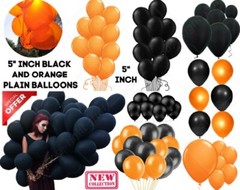 5″/10″/12″BLACK & ORANGE PLAIN LATEX BALLOONS FOR HALLOWEEN PARTY DECORATION BAL