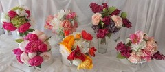 Custom Beautiful Hand Made White, Pink Peonies Green Bridal Wedding Bouquet