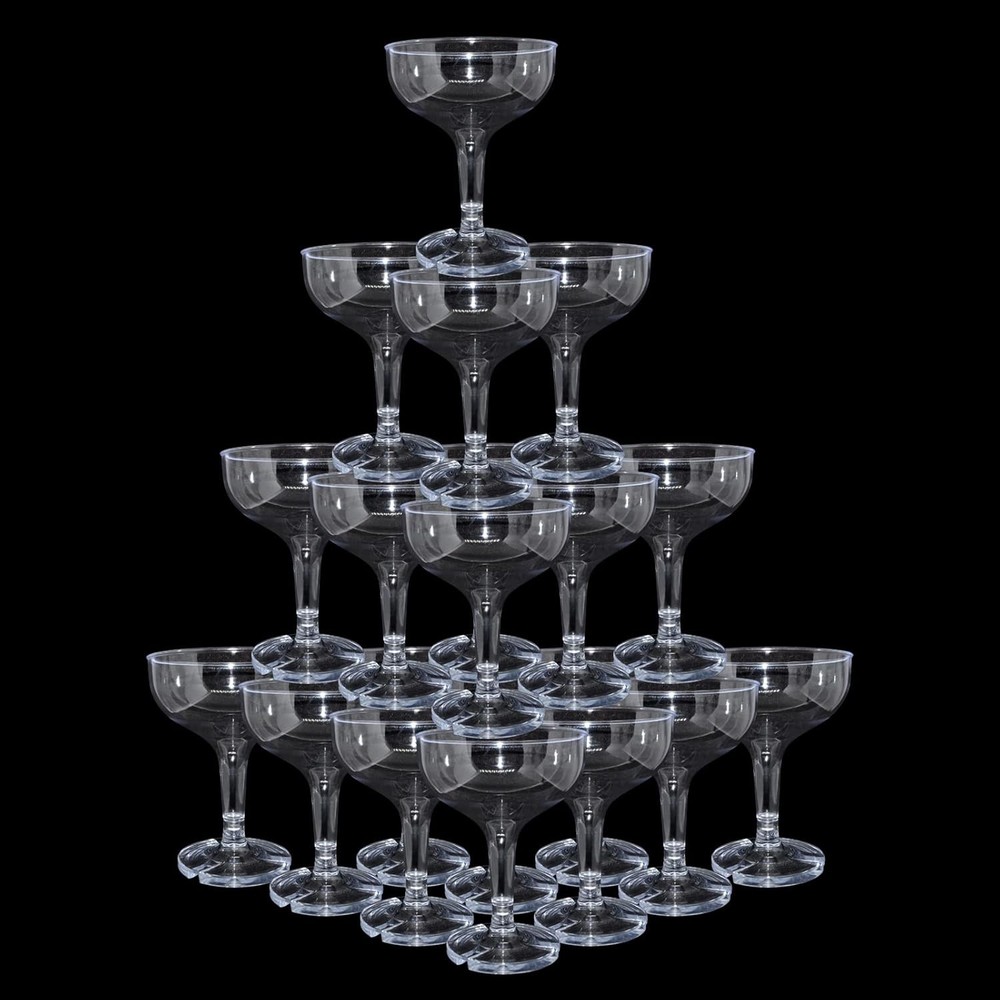 50 Pcs Plastic Champagne Coupe Glasses for Parties, 5 oz 50 Pack, Clear