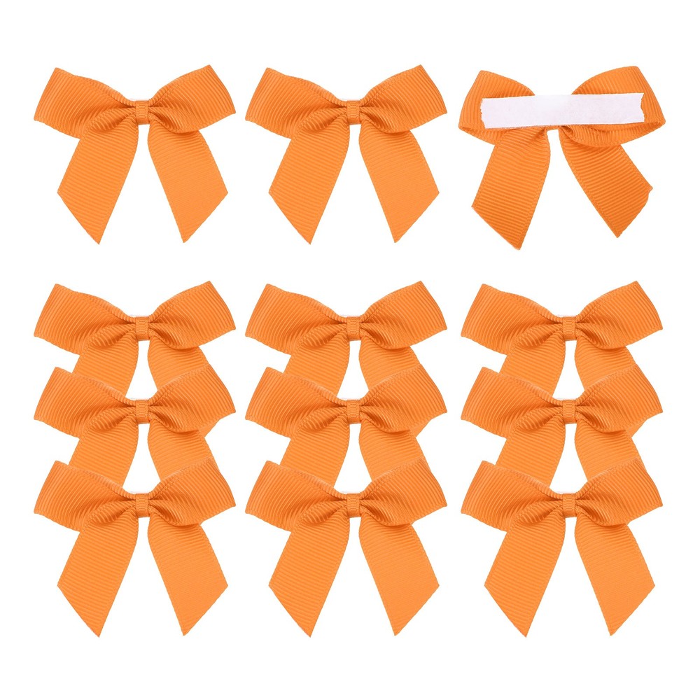 12Pcs Mini Grosgrain Ribbon Bow 2″ Self Adhesive Flower Bows Orange