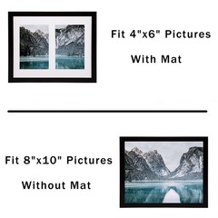 Picture Frames 8×10 Black Display 4×6 Double Mat Photos Frame Horizontal and …