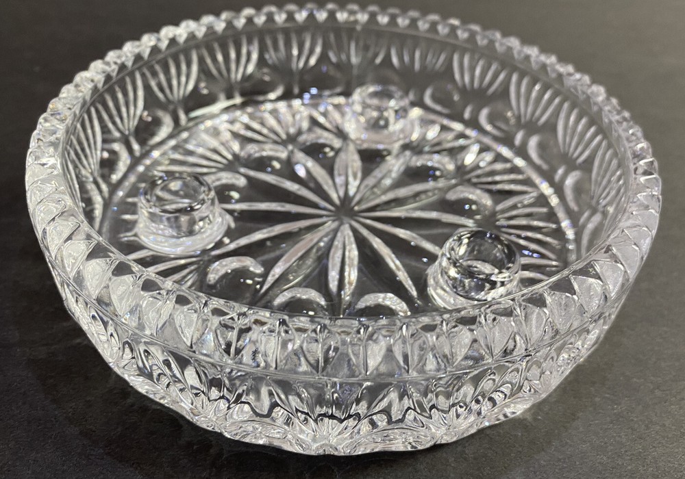 Princess House Crystal 3-Lite Taper Candle Holder Dish Holiday Centerpiece Party
