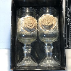 Wedding Glasses Toasting Mason Jars Burlap Lace Rustic