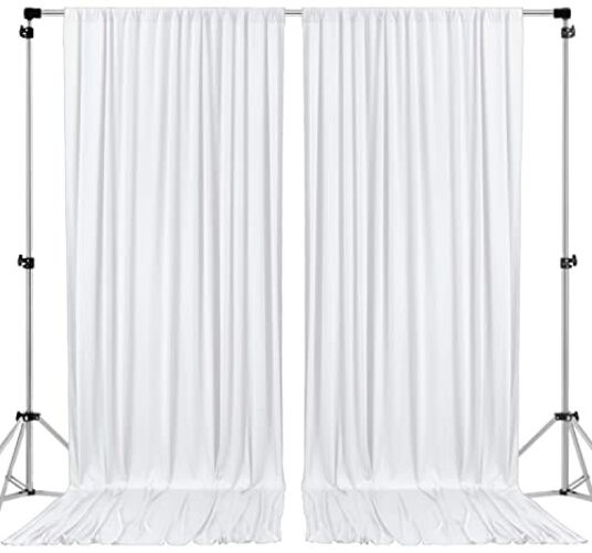 10 feet x 10 feet Polyester Backdrop Drapes 60″W x 120″L (Pack of 2) White