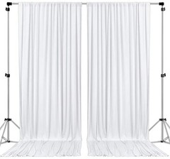 10 feet x 10 feet Polyester Backdrop Drapes 60″W x 120″L (Pack of 2) White