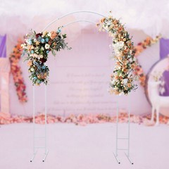 White Steel Round Arch Backdrop 1.5m × 2.2m Wedding Balloon Stand
