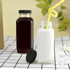 Encheng Vintage Water Bottles,Glass Drinking Bottles 16oz,Square Beverage 500…