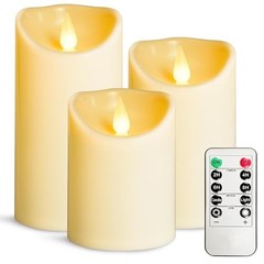 Led Flameless Candles Outdoor Indoor Battery Operated Flickering Ivory-3 Pack