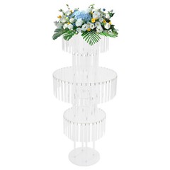 5-Tier Acrylic Flower Stand With Crystal Curtain 43.3 in Clear Wedding Display