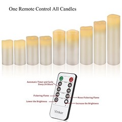 Flameless Candles Battery Operated Candles Real Wax Ivory 4″ 5″ 6″ 7″ 8″ 9″