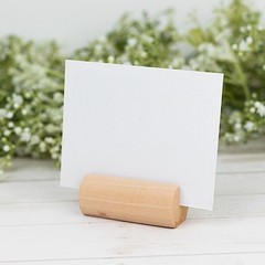 Natural 10 Cylindrical 2″ Wood Place Card Holders Table Number Stands Events