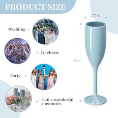 Acrylic Champagne Flutes Toasting Glasses Unbreakable Mimosa Bar 10 Blue
