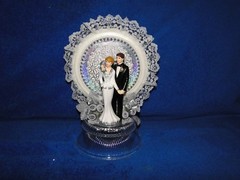New Elegant 25th Wedding Anniversary Couple Cake topper with silver #25 decor #9