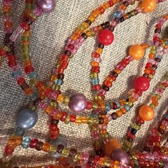 Bohemian Hippy Beaded Curtain Doorways,glass Beads Red 35”wide