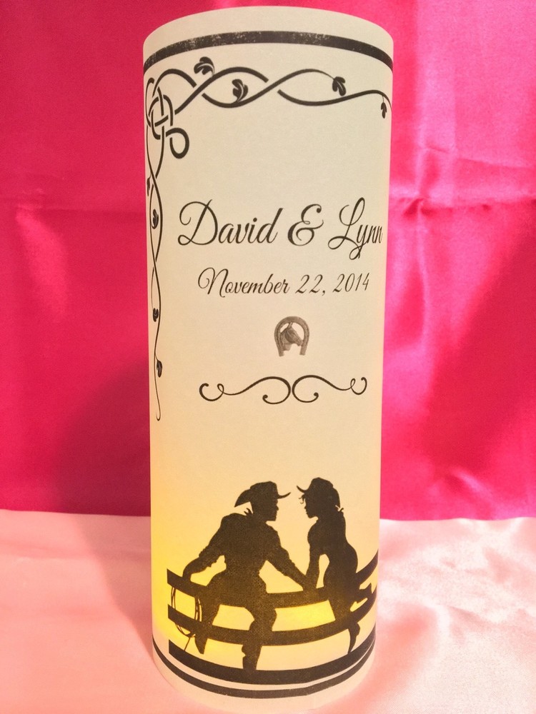 10 Personalized Country Western Vellum Wedding Luminaries Centerpieces Decor #2