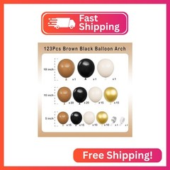 Deiiom Brown Black Balloons Arch Garland Kit-123Pcs Metallic Gold Balloon Sand W