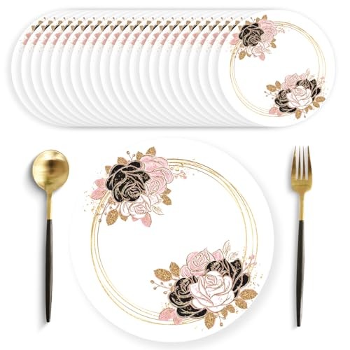 50 Pack Rose Floral Paper Placemats 13.7 Inch Pink Flower Wedding Goldenrose