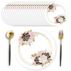 50 Pack Rose Floral Paper Placemats 13.7 Inch Pink Flower Wedding Goldenrose