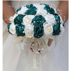 Wedding Rose Bouquet – Silk Flowers & Rhinestones