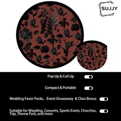 SUJJY 4 Pack Chic Black Botanical Foldable Hand Fans, 7.8 inches,