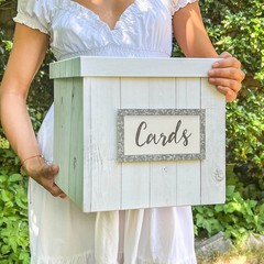 White Rustic Wood Gift/Wedding Card Box, Money Box, Farmhouse Decorations For…