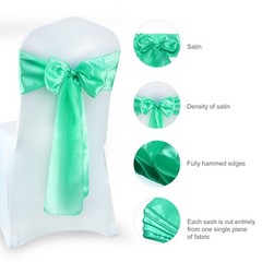 100 Mint Satin Chair Sashes Silky Sateen Chair Bows wedding party Venue décor
