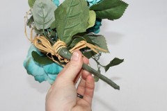 Bridal Wedding Bouquet Fall Turquoise Teal 12″ Romantic White Green Hydrangea