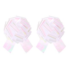 2Pcs 10 Inch Metallic Large Pull Bow Gift Wrapping Bows Ribbon Colorful White