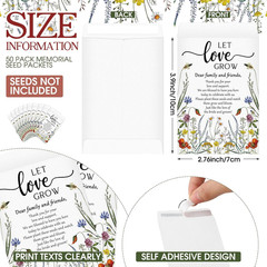 50 Packs Wedding Favors for Guests Let Love Grow Seed Packet Kraft Bags Wildflow