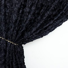 8 ft x 8 ft BLACK Satin Rosette Backdrop CURTAIN Photo Booth Decorations Party