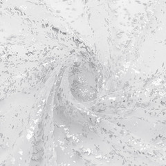 Glitter Tulle Fabric, White Silver Glitter Metallic Foil Sheer Netting Sparkly F
