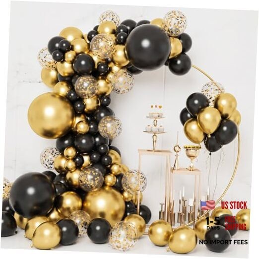 Black and Gold Balloons, 2026 Graduation 5 Inch+10 Inch+12 Inch+18 Inch