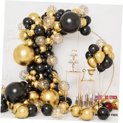 Black and Gold Balloons, 2026 Graduation 5 Inch+10 Inch+12 Inch+18 Inch