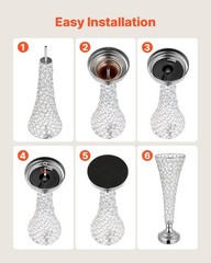 4PCS Silver Crystal Vases, 20in Tall Metal-Base Floral Centerpieces for Events