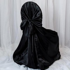 6 Black SATIN UNIVERSAL CHAIR COVER for Wedding Banquet Reception Decorations