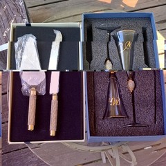 Wedding 4-Piece Set: Mr & Mrs Champagne Flutes, Cake Knife & Server