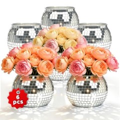 Pcs Disco Ball Vases,» X.7″ Disco Ball Centerpieces Decor,Silver Mirror 6