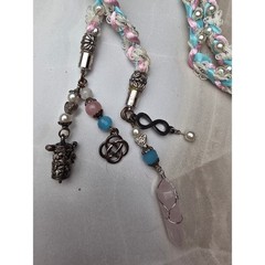 Pastel Handfasting Cord Braided Ribbon Lace Rose Quartz Pentacle Charms 53in D1