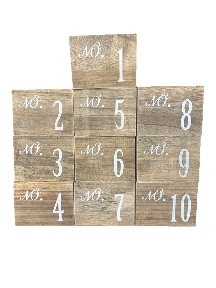 Wooden Event Party Table Number Signs 1-10 Barn Style Wood