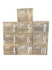 Wooden Event Party Table Number Signs 1-10 Barn Style Wood