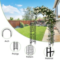Heavy Wedding Arch Metal Outdoor Garden Arbor Trellis Lattice Climbing Plants US