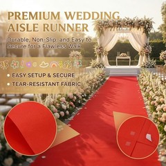 Disposable Aisle Runner, Red, 3×100 Feet | Thicken