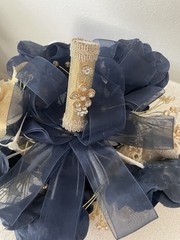 A&C Faux Flower Wedding/Quinceañera Bouquet Brand New In Box Navy And Gold