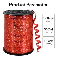 500 Yards Ribbon Crimped Curling, Balloon String Shiny Metallic Roll for Red