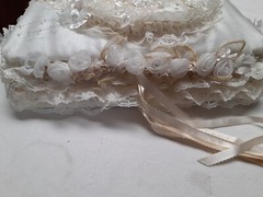 White Lace Satin Cloth Beaded Padded Wedding Photo Album Handmade VTG 15/10