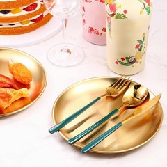Honeydak 10 Pcs Stainless Steel Gold Plates 8 Inch 304 Metal Dinner Plates